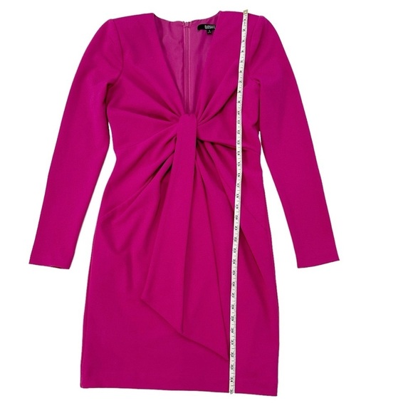 Badgley Mischka Collection Deep V-Neck Tie-Front Stretch Crepe Fuchsia 2 - Picture 5 of 10